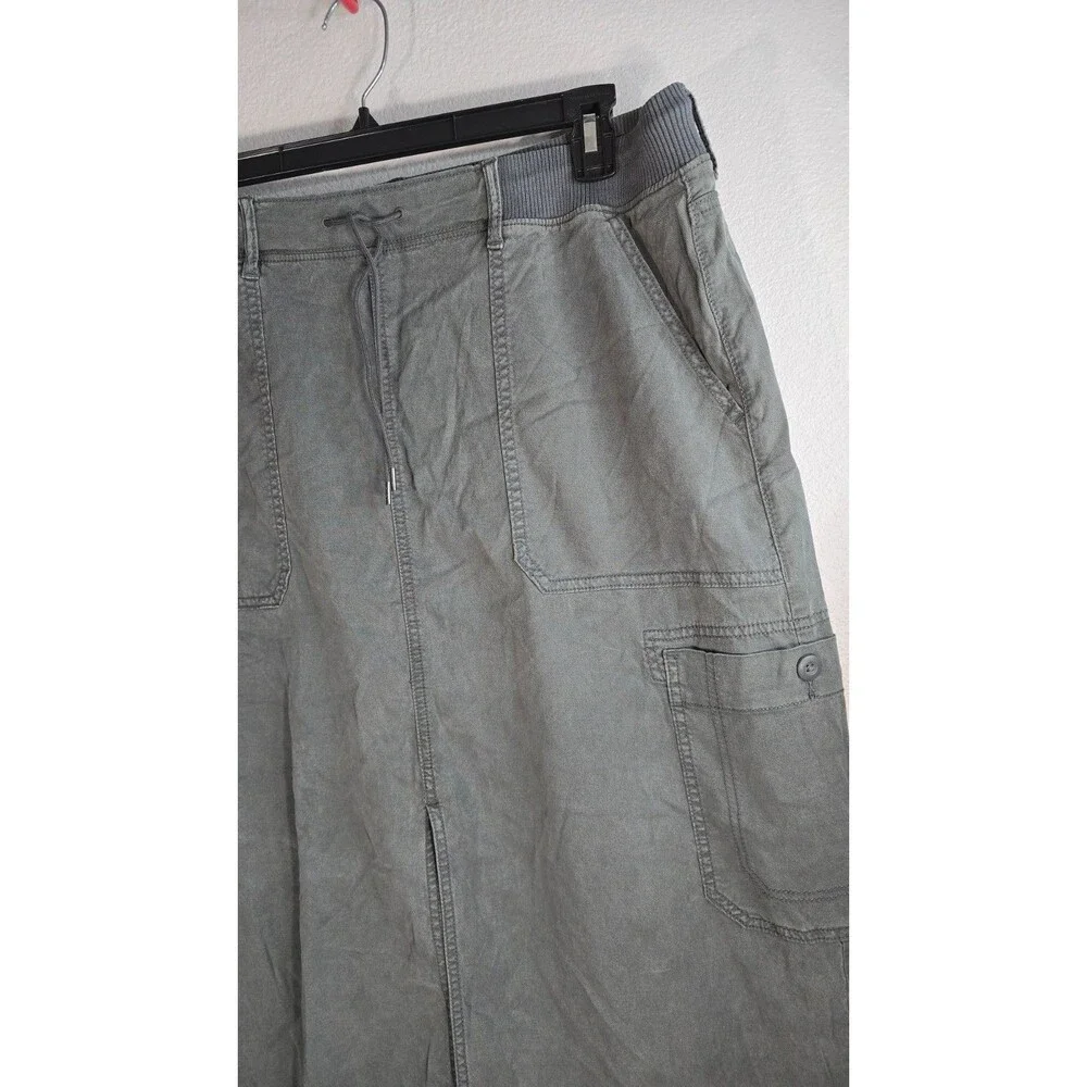 American Eagle Cargo Maxi Skirt Womens Size 18 Gray Utility Stretch y2k BA - Picture 2 of 9